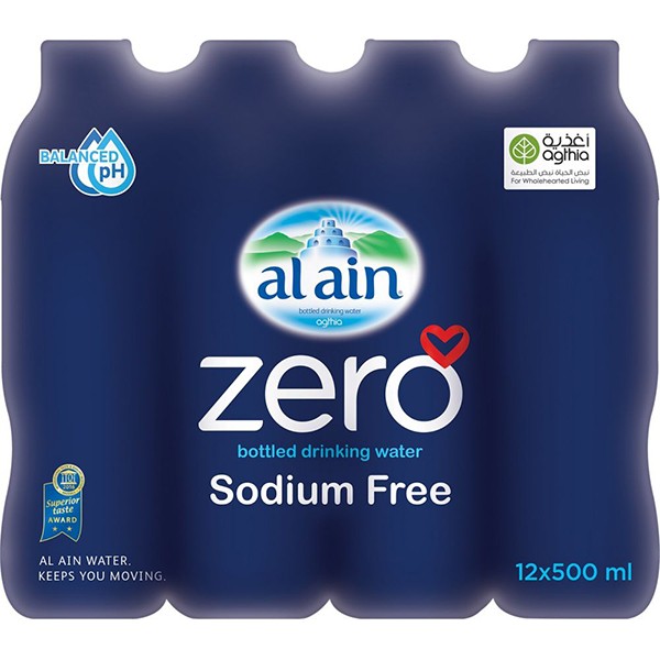 Al Ain Zero Bottled Drinking Water - 500ml (Pkt/12pcs)
